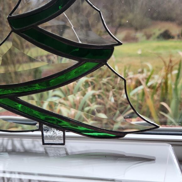 Stained Glass Christmas Sun Catchers Window Ornament Set of 3 Tree Bell Present - Picture 3 of 15